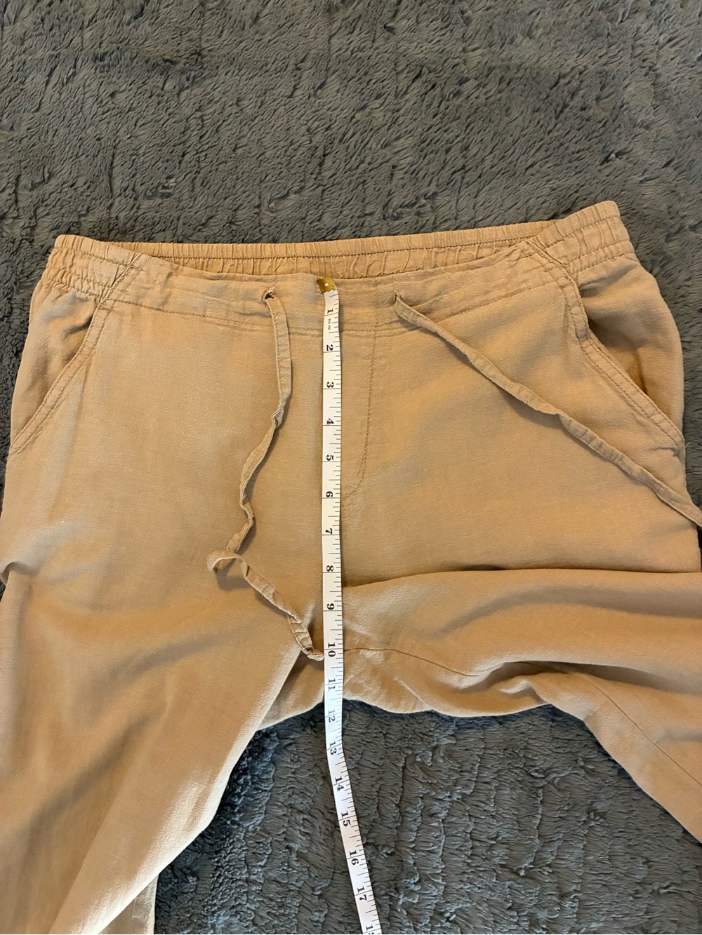 Joe Fresh Linen Blend Wide-Leg Drawstring Pants in Khaki - Picture 9 of 9